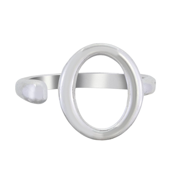 Sterling Silver Filled Open Oval Ring - Adjustable Sizes 6-9 - Picture 1 of 1